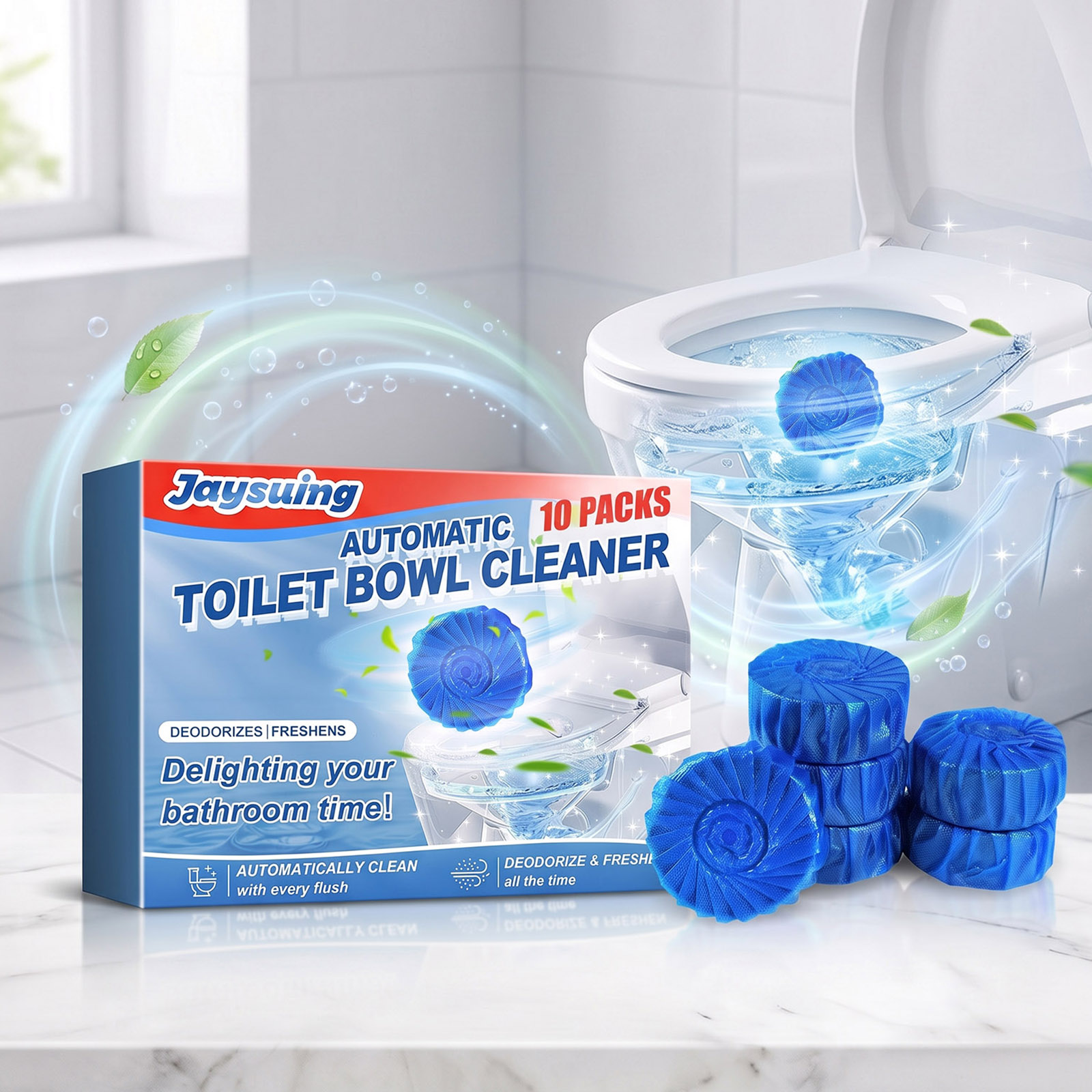 Shower Steamer Tablet - Bloques Limpiadores para Inodoro, Azules, Efervescentes,