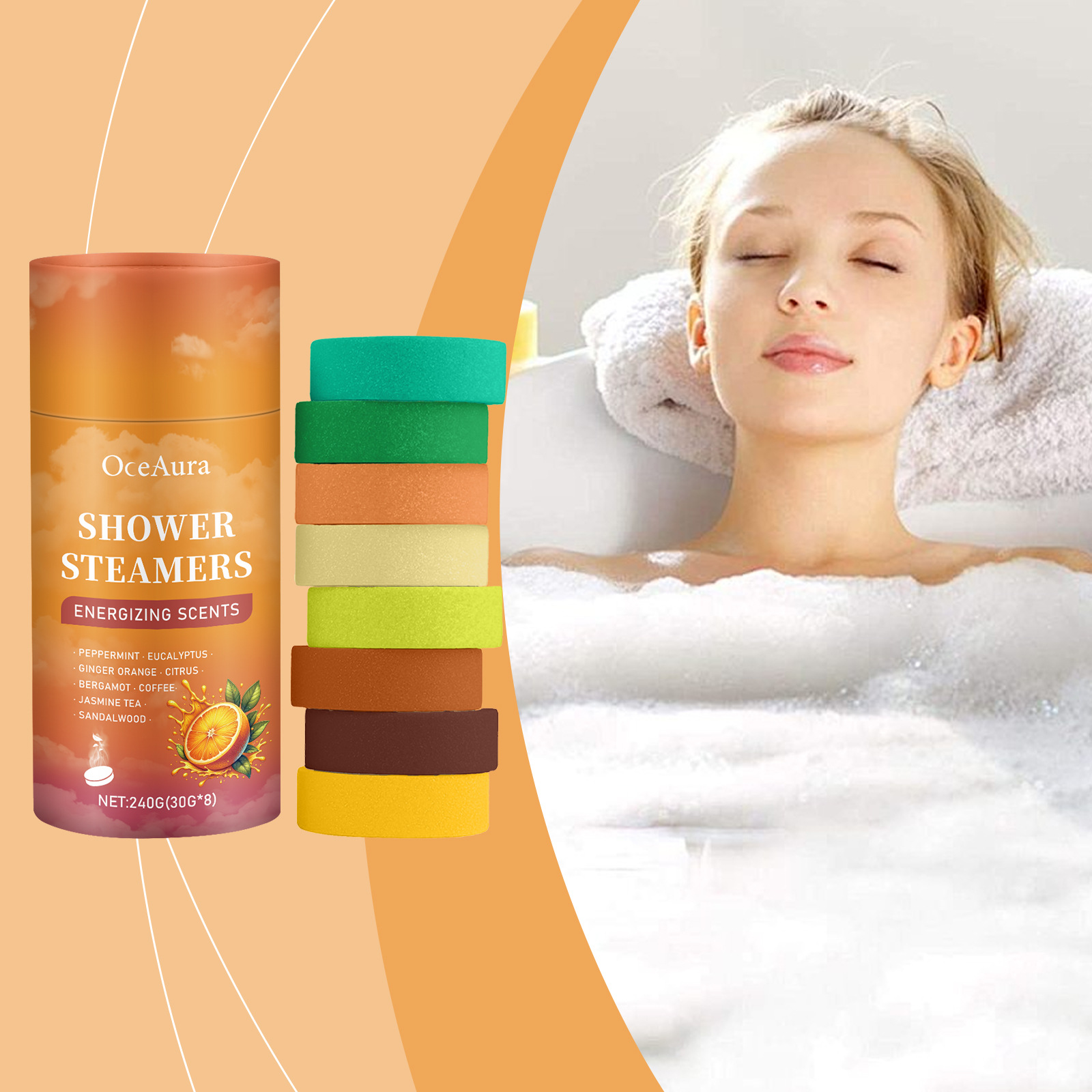 Shower Steamer Tablet - 8 Tabletas Efervescentes para Ducha, Aromaterapia
